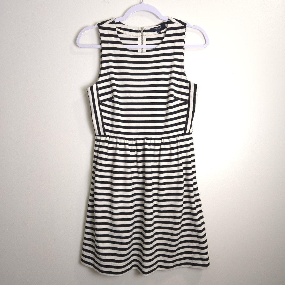 MADEWELL Navy White Striped Nautical‎ Classic Casual Dress S